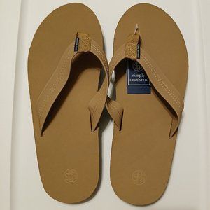 Simply Southern Men's Size XXL 12/13.5 Leather Flip Flop Chestnut Brown